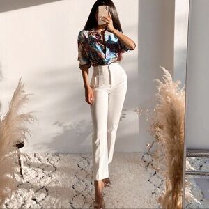 Zara High-Waisted Cream Trousers